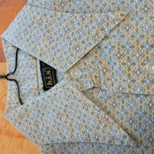 Vintage 60 70 s shirt.‎ h.i.s brand. Brown/blue. Nice. Small.